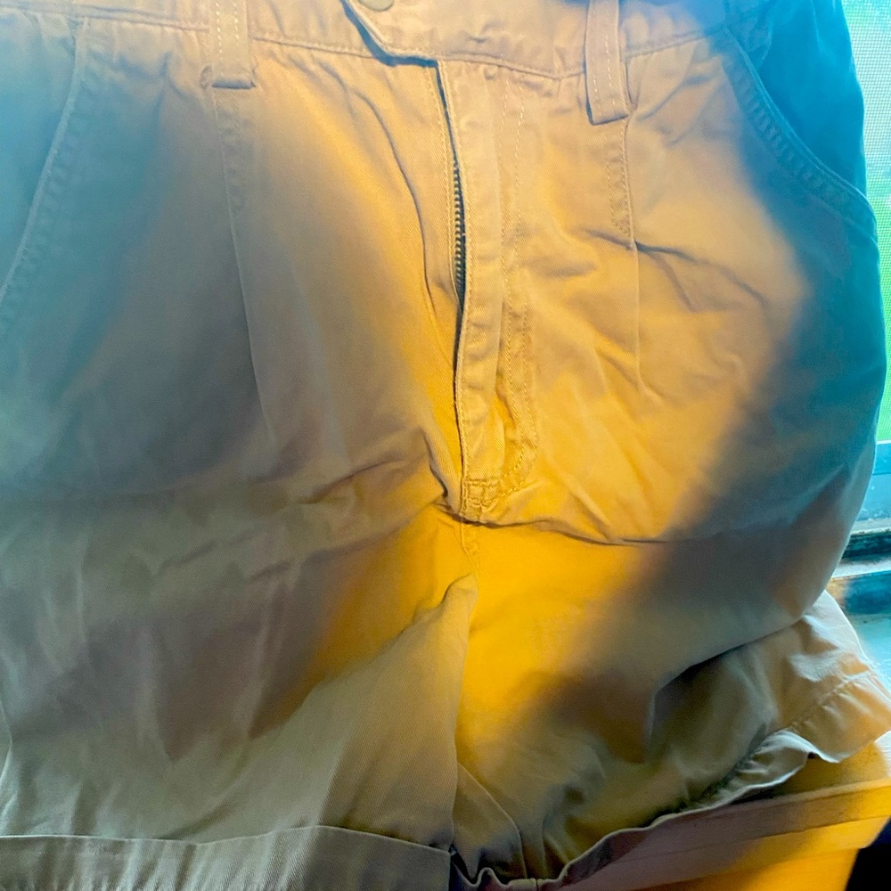 Khaki shorts, go with many outfits.